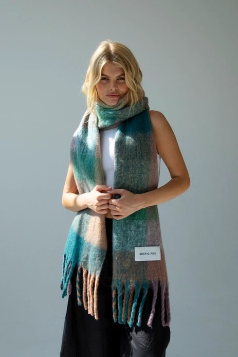 Artic Fox The Reykjavik Scarf - 100% Recycled - Purple Check