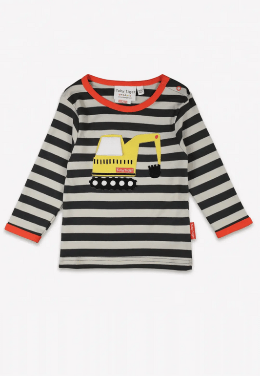 Toby Tiger Organic Grey Digger Applique T-shirt