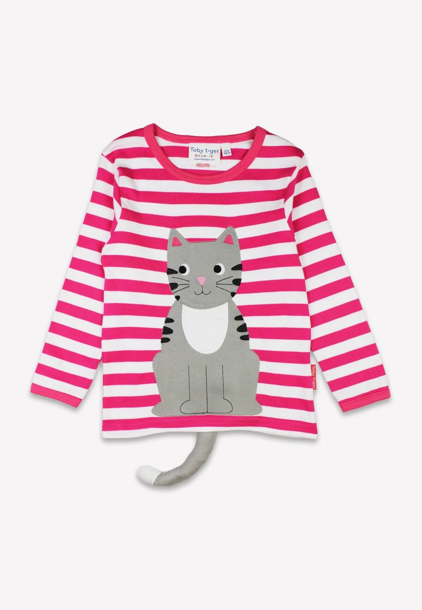 Toby Tiger Organic Pink Kitten Applique T-Shirt