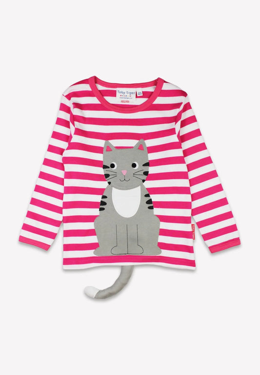 Toby Tiger Organic Pink Kitten Applique T-Shirt