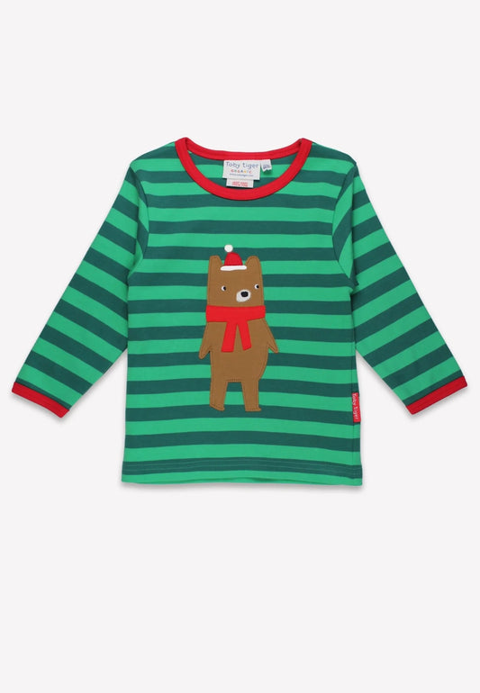 Toby Tiger Organic Christmas Bear Applique T-Shirt