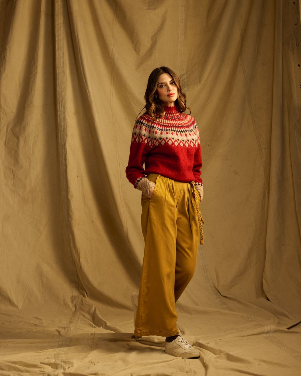 One Collective Tana Red Argyle Jumper