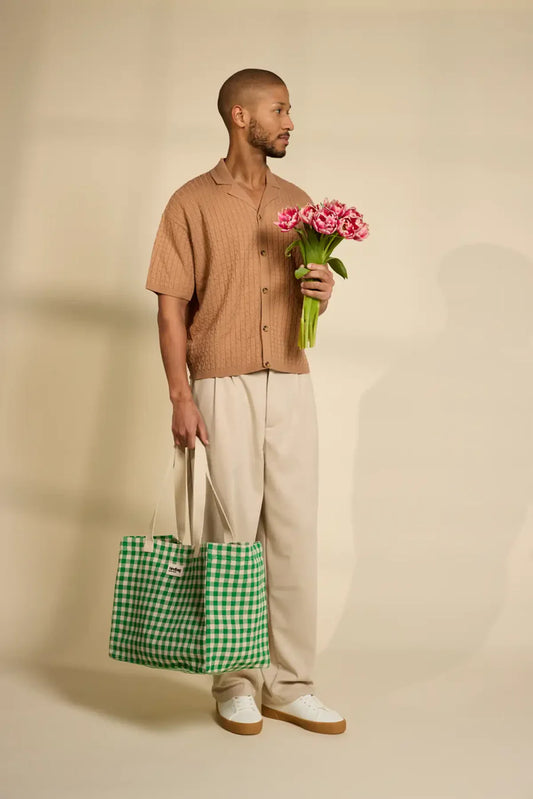 HindBag Large Beach bag/Shopper (Green Check)